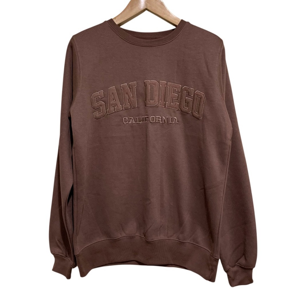 Pacific & Co San Diego California Pullover Crewneck Sweater Small Cappuccino NWT